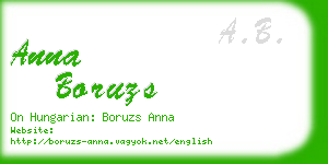 anna boruzs business card